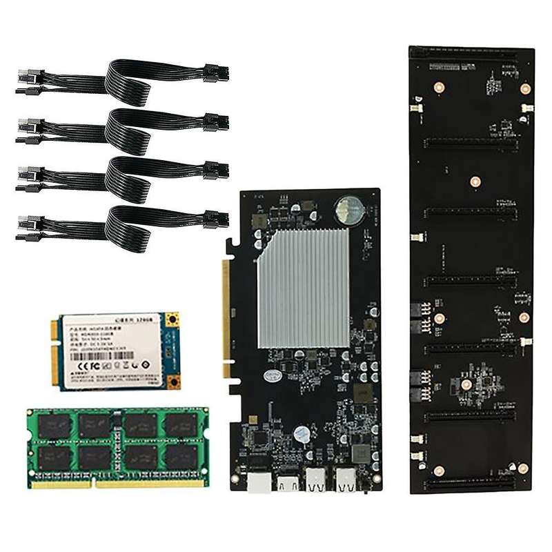 Eth-hsw2 Btc Mining Motherboard with 128g Ssd+8g Ram+4x Power Cord