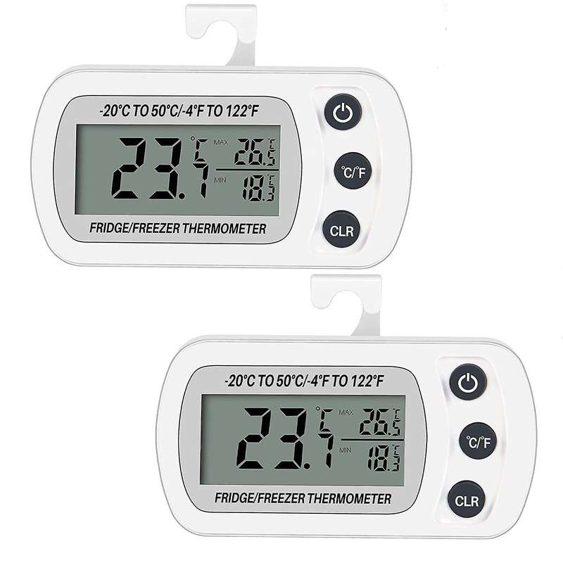 2pcs Fridge Digital Waterproof Thermometer Lcd Display (white)