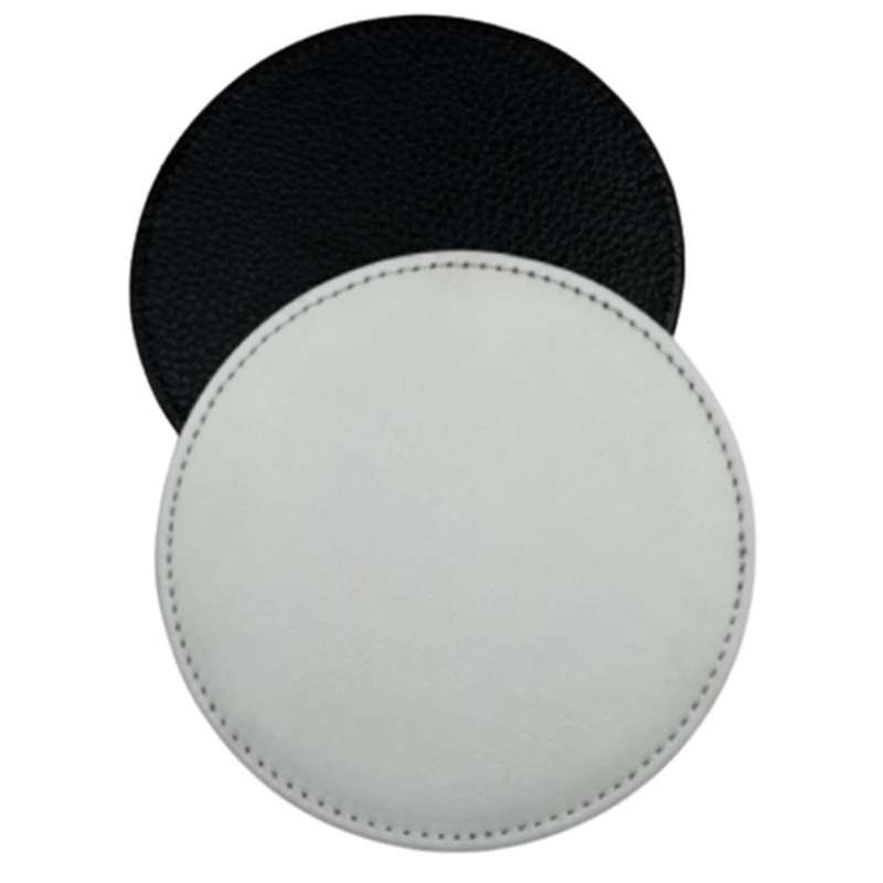 5 Pieces Of Round Coaster Heat Transfer Pu Leather Coaster (4inch)