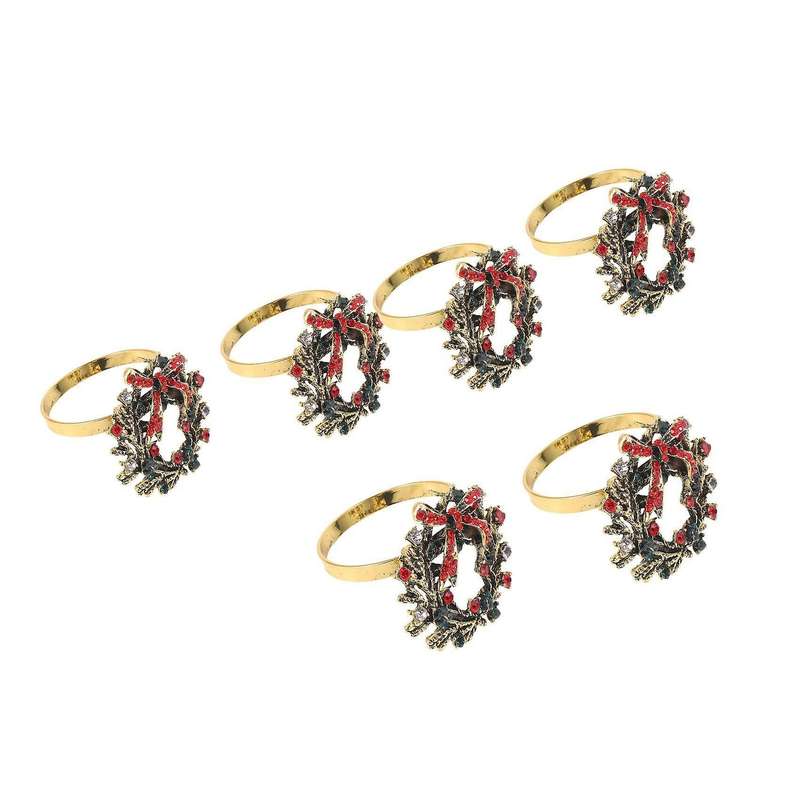 Christmas Wreath Napkin Rings Christmas Napkin Holder Rings 6pcs