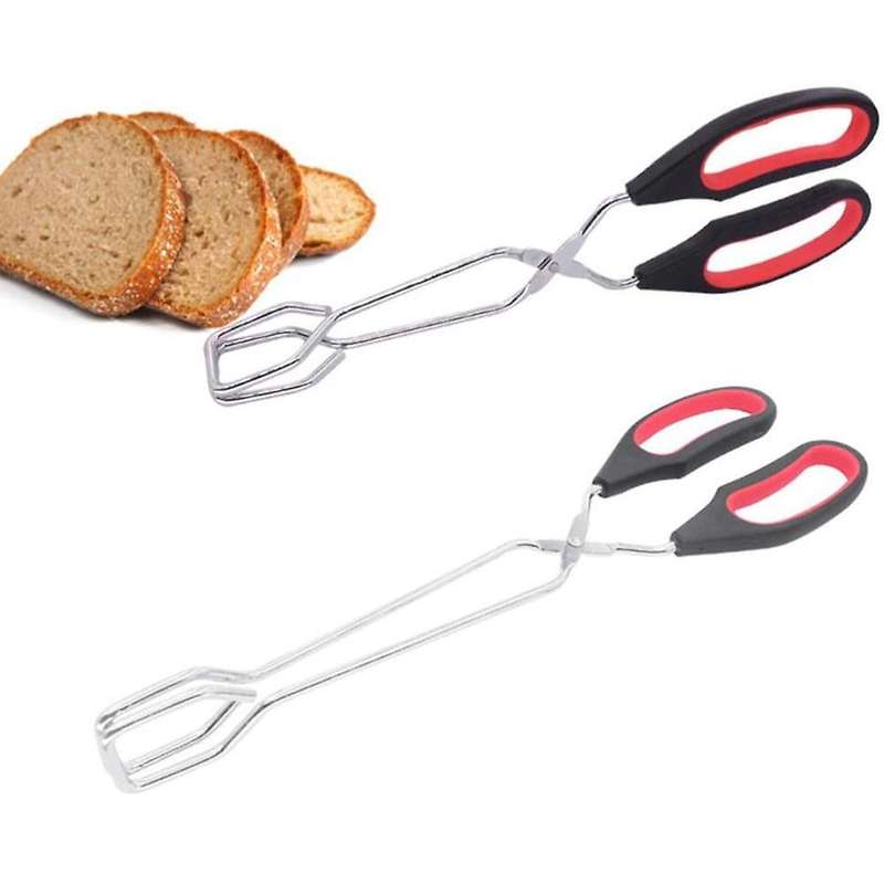 2pcs Scissor Metal Tongs Kitchen Food Baking Bread Barbecue Tong