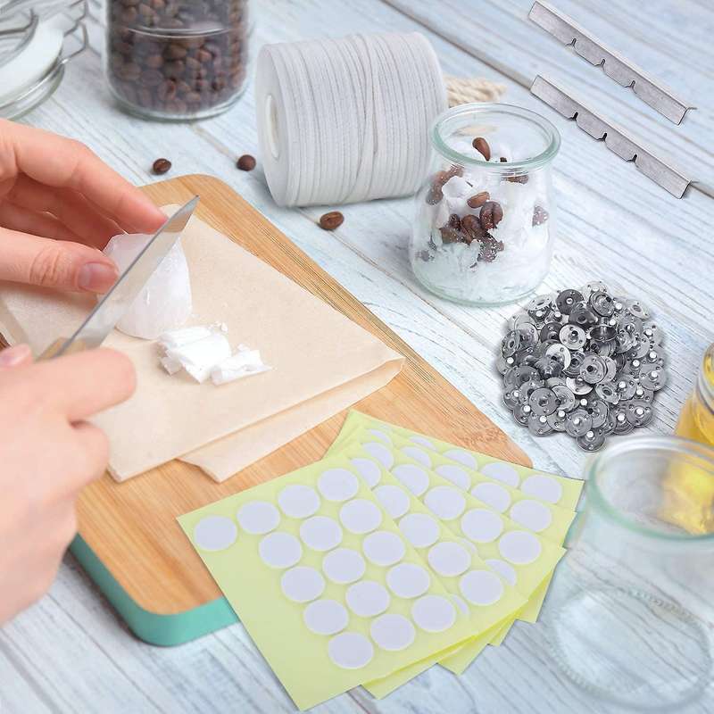 Candle Making Kit,2pcs Candle Wick Device,100pcs Candle Wick Stickers