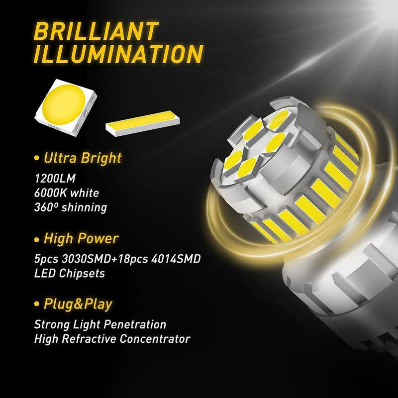 2pcs Car T20 7440 W21w Led Canbus Reverse Lights 7443 Led Bulb