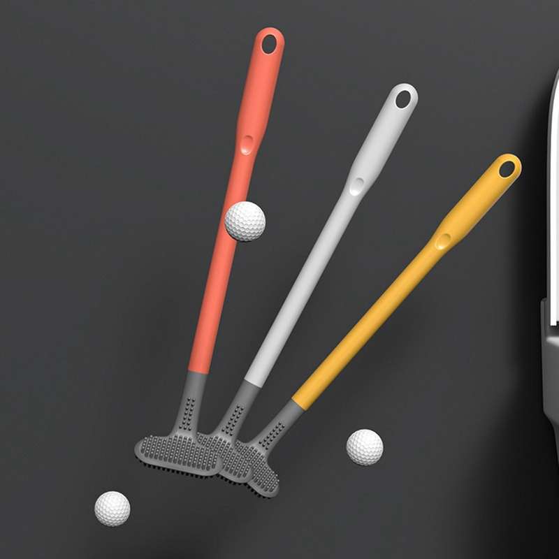 Silicone Toilet Brush Cleaner Tpr Bristles No Dead-end White Gray