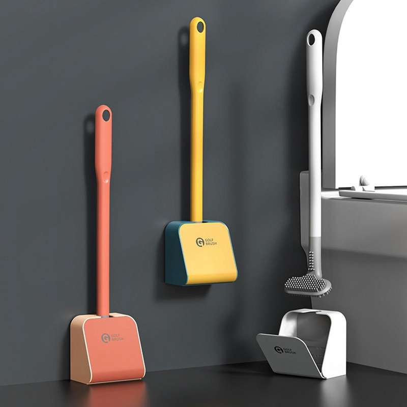 Silicone Toilet Brush Cleaner Tpr Bristles No Dead-end White Gray