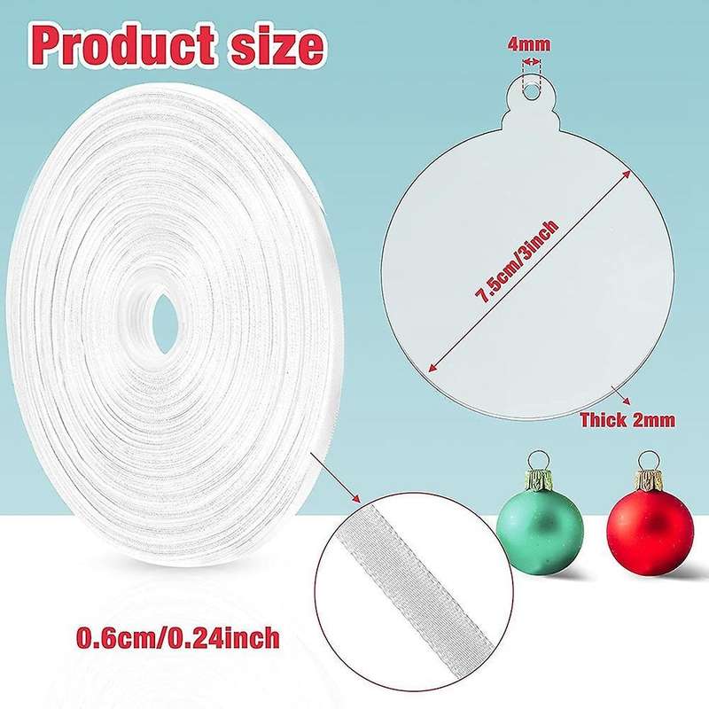 Acrylic Ornaments Diy Round Clear Christmas Blank Disc with Hole