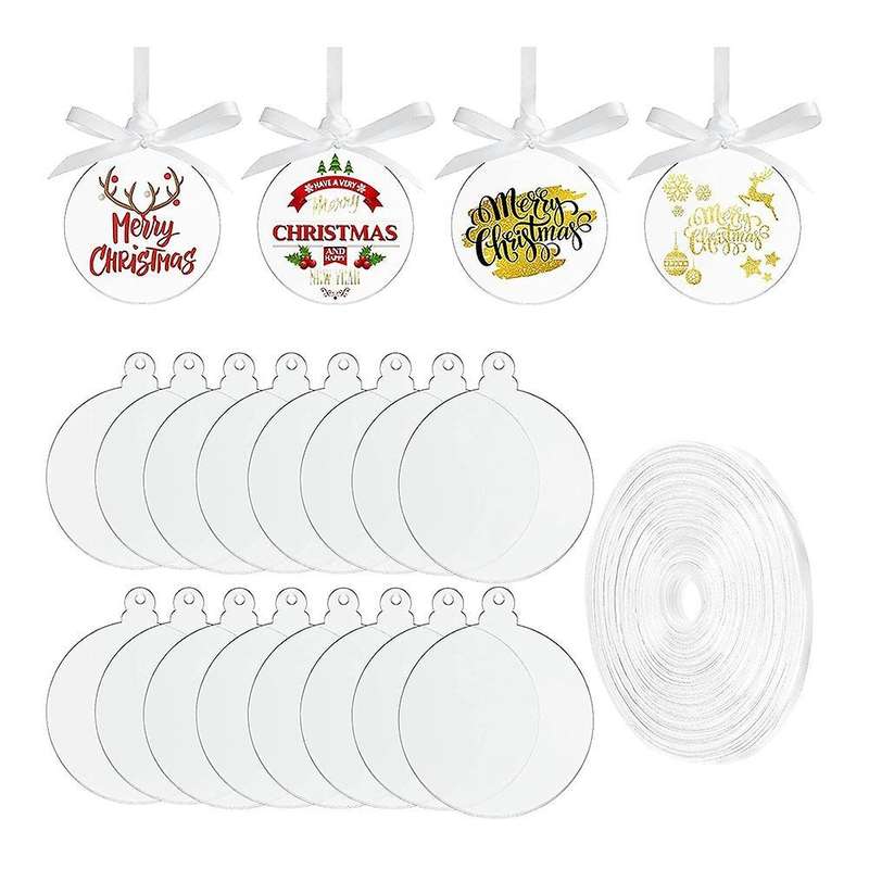 Acrylic Ornaments Diy Round Clear Christmas Blank Disc with Hole
