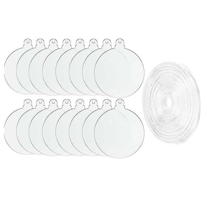 Acrylic Ornaments Diy Round Clear Christmas Blank Disc with Hole