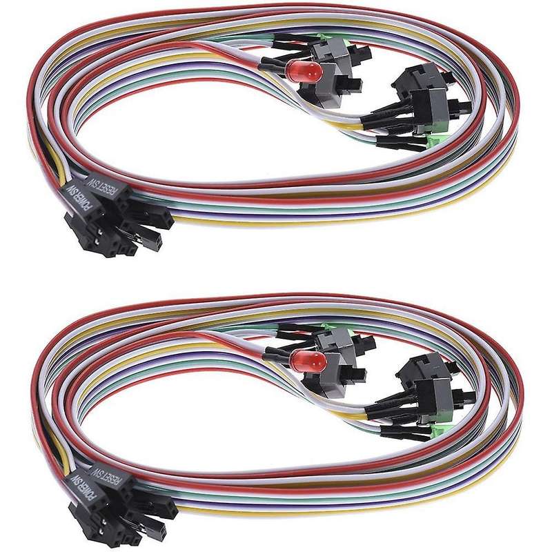 2pcs Computer Case Atx Power On Off Reset Switch Cable with 2 Led
