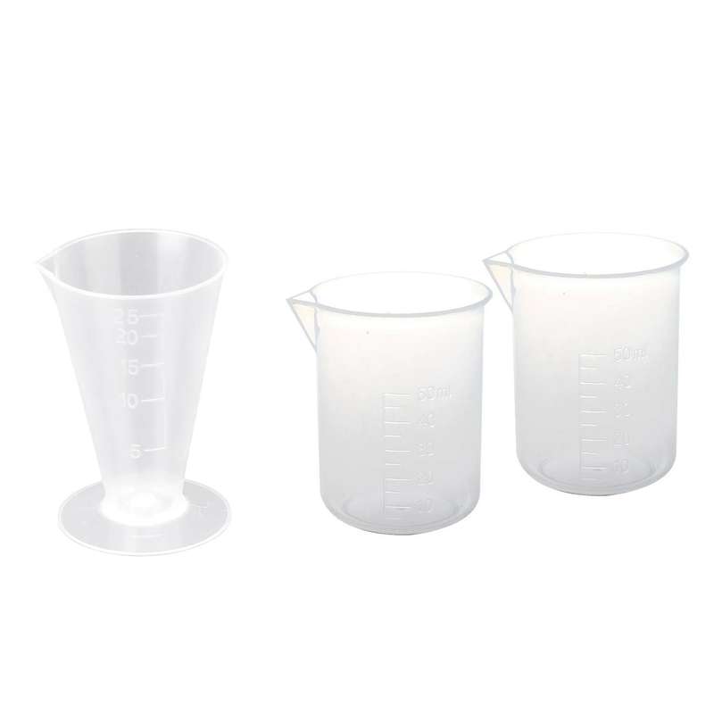 2 Pcs 50 Ml Laboratory Plastic Water Liquid Measuring Cup Transparent