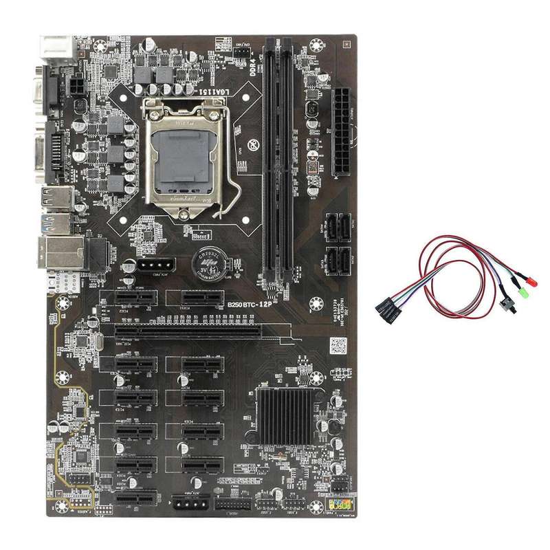 B250 Btc Mining Motherboard with Switch Cable with Light