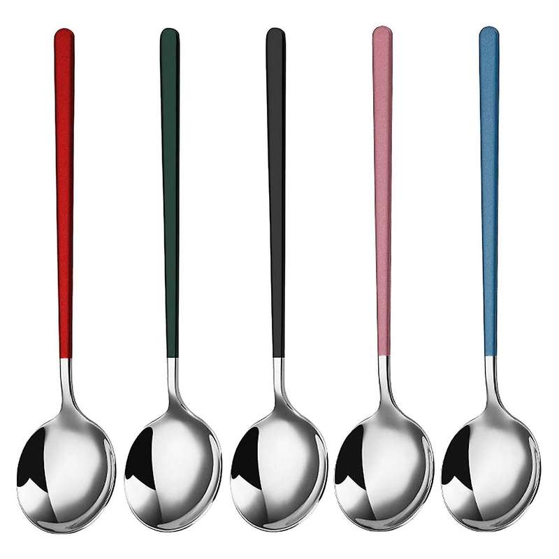 5 Pack Soup Spoons,stainless Steel for Dinner Long Handle Table Spoon