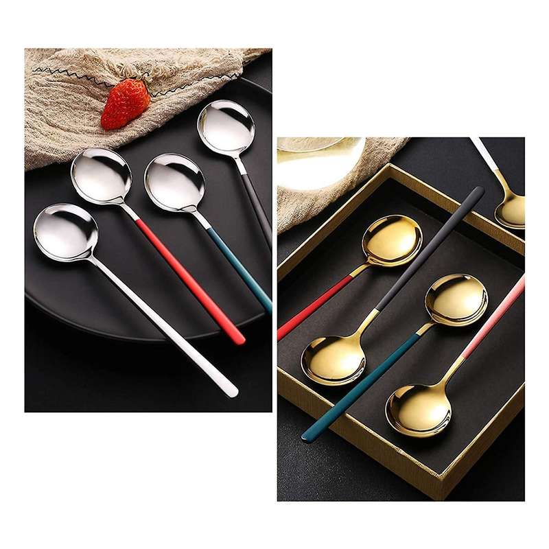 5 Pack Soup Spoons,stainless Steel for Dinner Long Handle Table Spoon