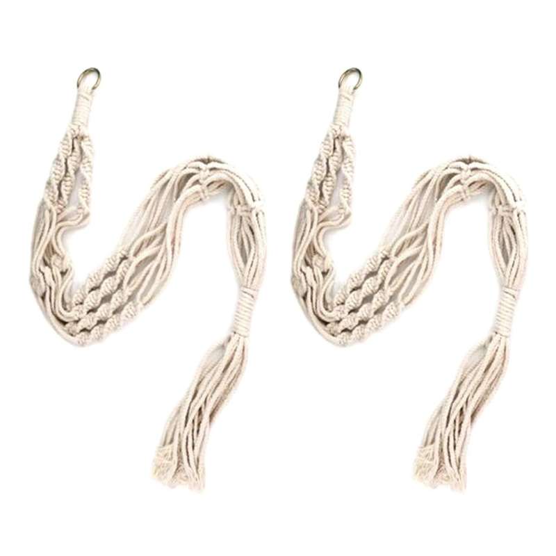 2 Pcs Indoor Hanging Planter Basket Jute Rope Braided Boho Home Decor