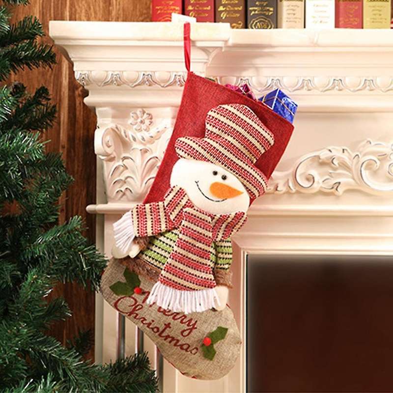Large Christmas Stockings Santa Claus Snowman for Xmas Holiday , B