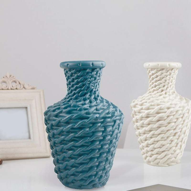 Imitation Rattan Plastic Vases for Home Decor Ornaments(pink)