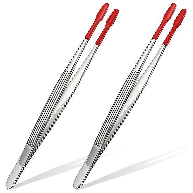 2 Pieces Of Rubber Tip Pvc Silicone Precision Tweezers Tool-red