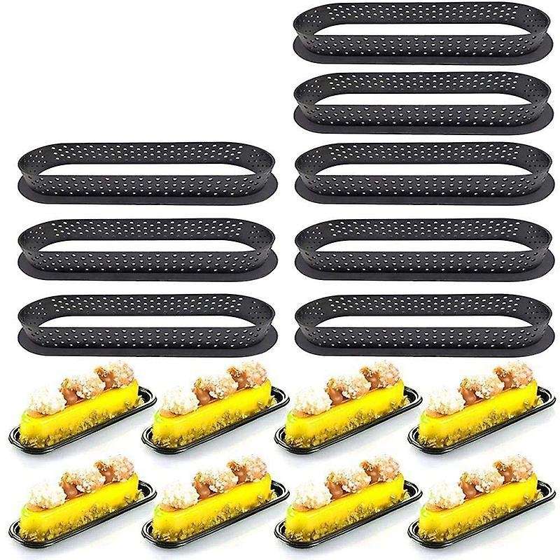 Oval Shape Cake Ring Plastic Perforated Diy Dessert Mould 8 Pcs