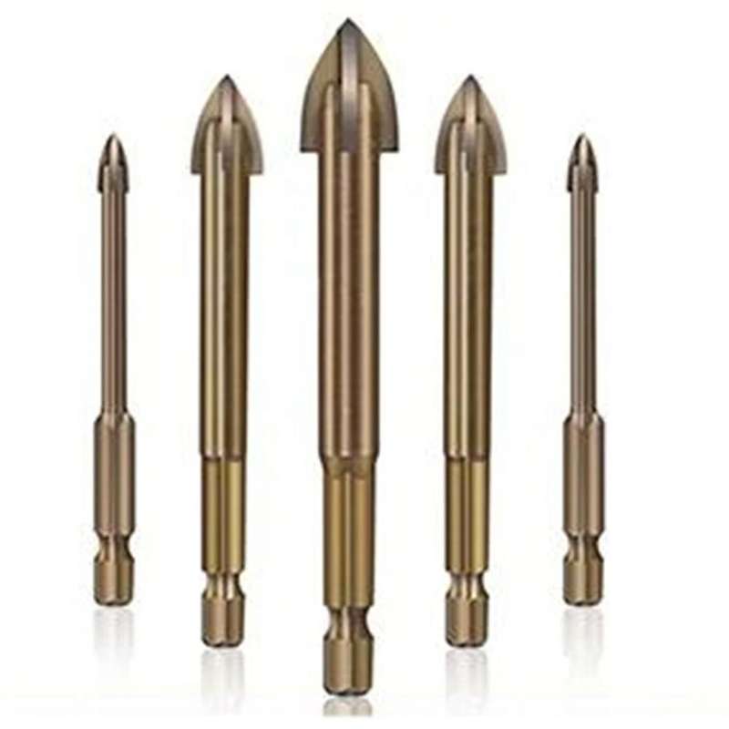 5pcs Universal Drilling Tool Cross Alloy Drill for Woodworking Gold