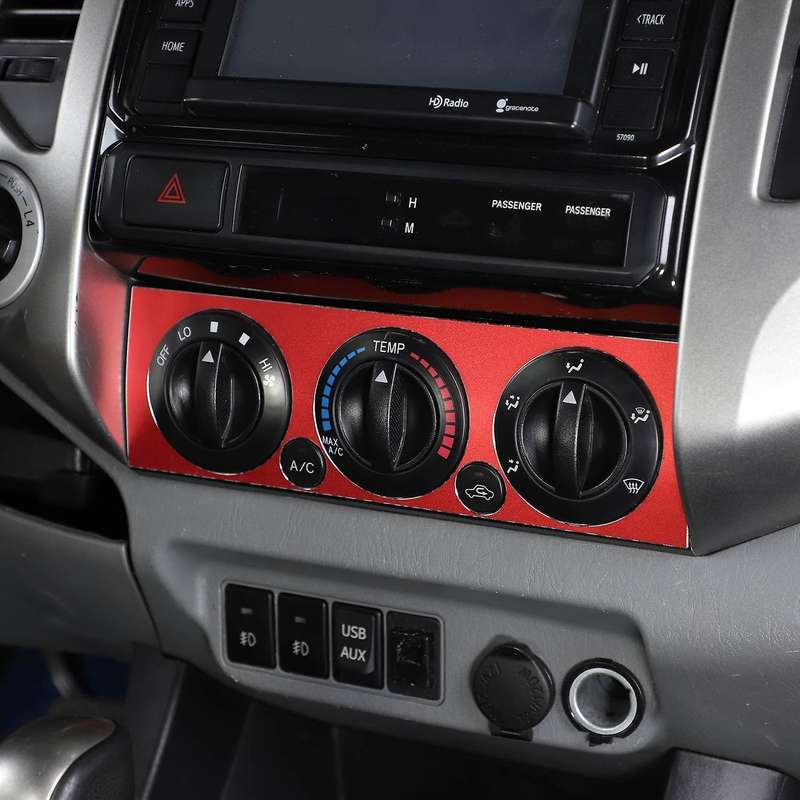 For Toyota Tacoma Car Air Conditioning Panel Aluminum Alloy Red