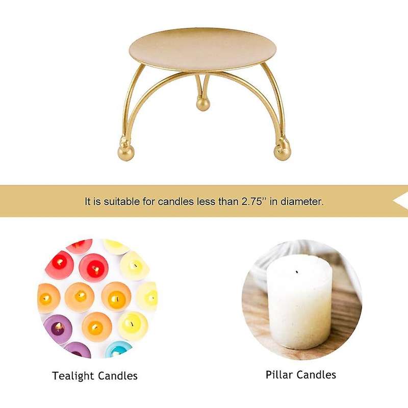 2 Pack Iron Candle Holders,(2.8inch Diameter)fit Led&wax Candles,gold