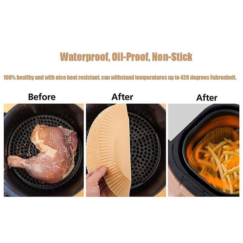 100pcs Air Fryer Parchment Paper Liners Non-stick Disposable(white)