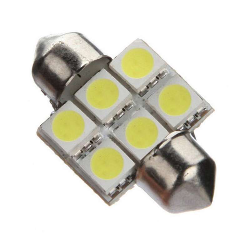 4x 31mm 6 Smd 5050 Led Car Interior C5w Super White Light Lamp Bulb