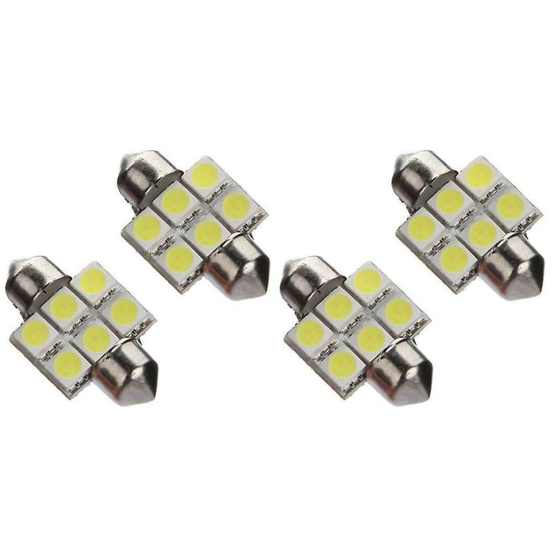 4x 31mm 6 Smd 5050 Led Car Interior C5w Super White Light Lamp Bulb