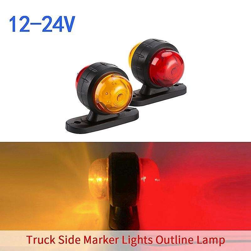 2x 12-24v Car Side Marker Led Lights for Truck Trailer Red+amber