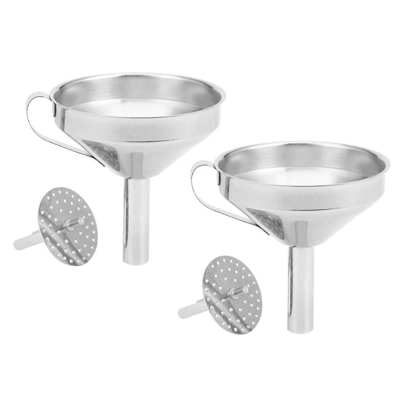 Stainless Steel Kitchen Funnel with Filter Storage Containers 10cm