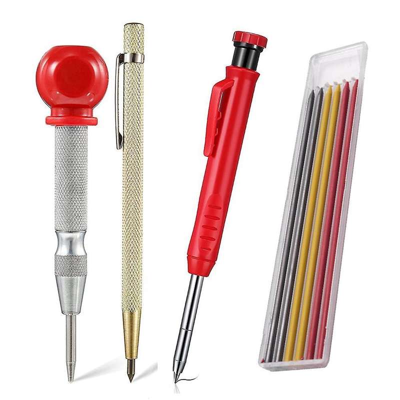 Solid Carpenter Marker Pencil Set Refillable Woodworking Pencil B