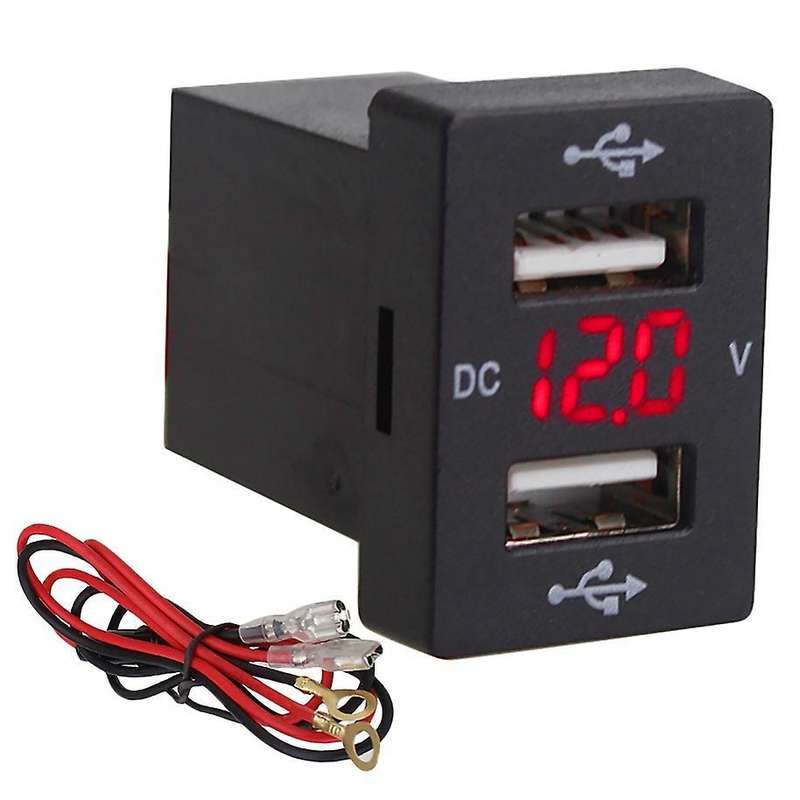 12v Car Charger with Fuse for Toyota for Phone Led Display (red)