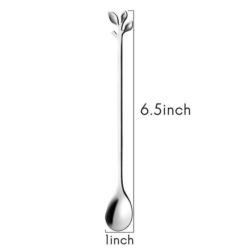 Stainless Steel Coffee Spoon Set,10 Pcs Silver Leaf Stirring Spoons