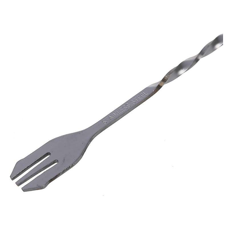 2pcs New Stainless Steel Bar Cocktail Twisted Mixing Spoon Fork Diy Set
