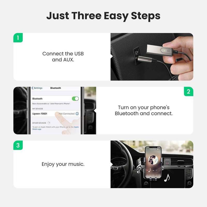 Wireless Car Bluetooth Receiver Usb to 3.5mm for Car Speakers