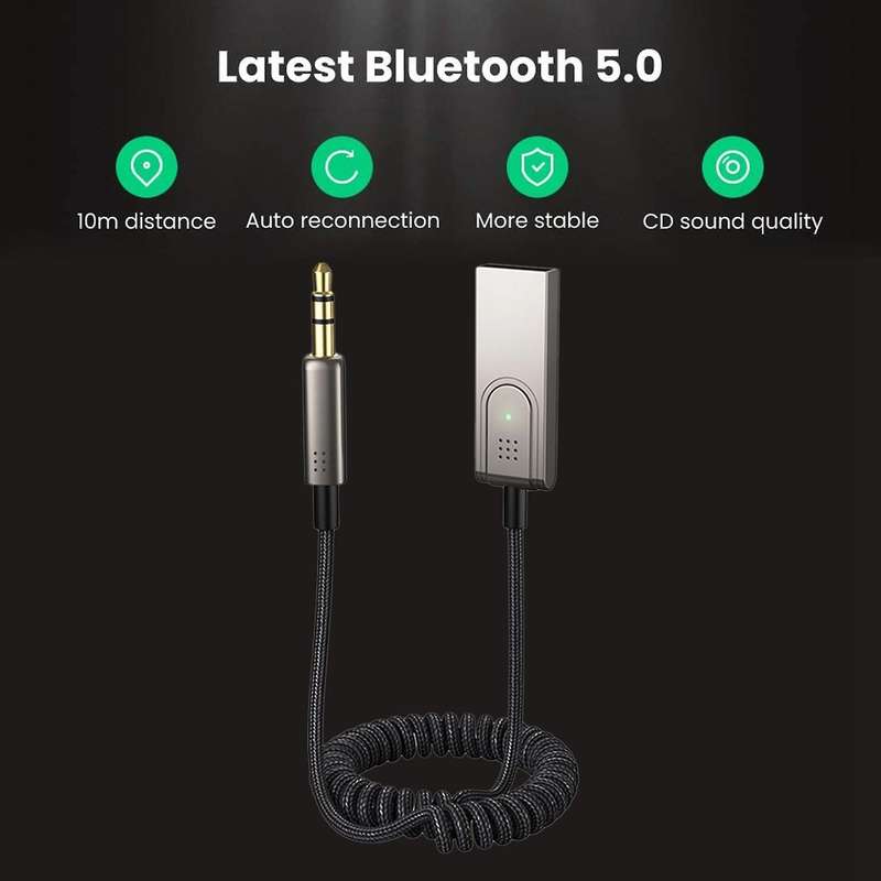 Wireless Car Bluetooth Receiver Usb to 3.5mm for Car Speakers