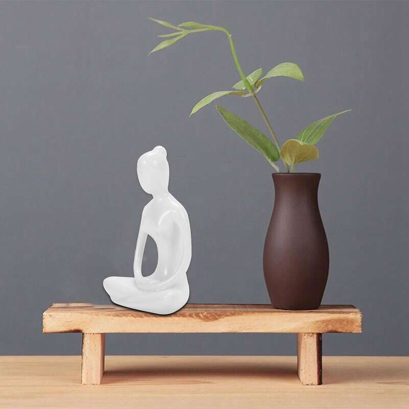 Abstract Art Ceramic Yoga Poses Yoga Lady Figure Statue Ornament #3