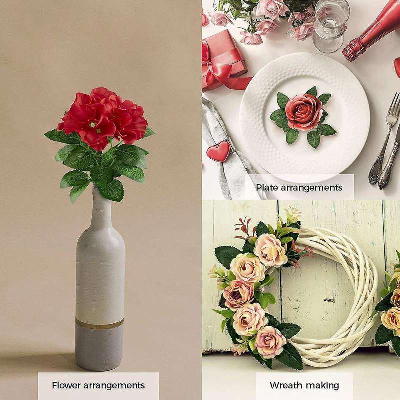 Fake Artificial Leaves for Roses Decorations - 36 Silk Flowers Leaf