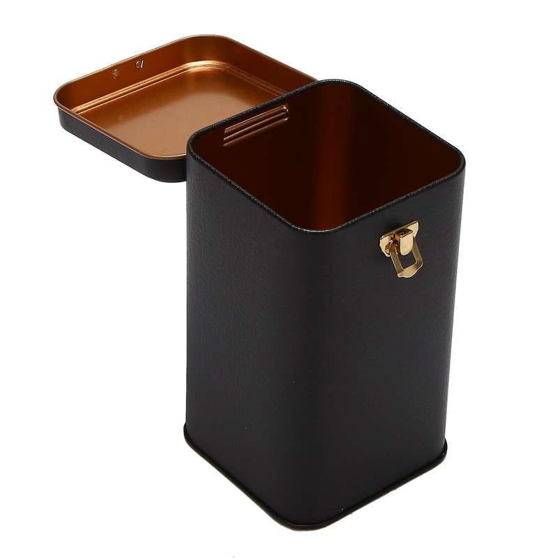 Metal Tea Cans High-grade Lock Tinplate Storage Box Tin Can Black