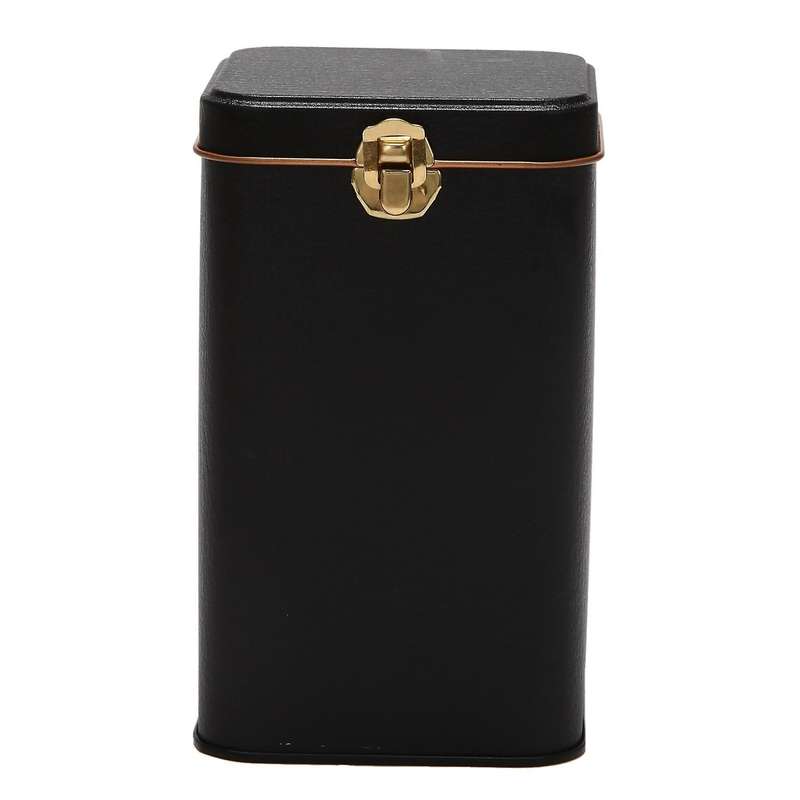 Metal Tea Cans High-grade Lock Tinplate Storage Box Tin Can Black