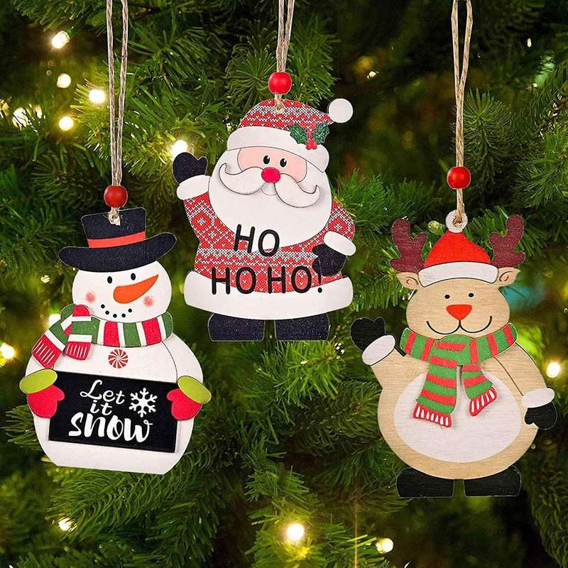 Christmas Tree Ornaments Painted Wooden Pendant Diy Ornaments,a