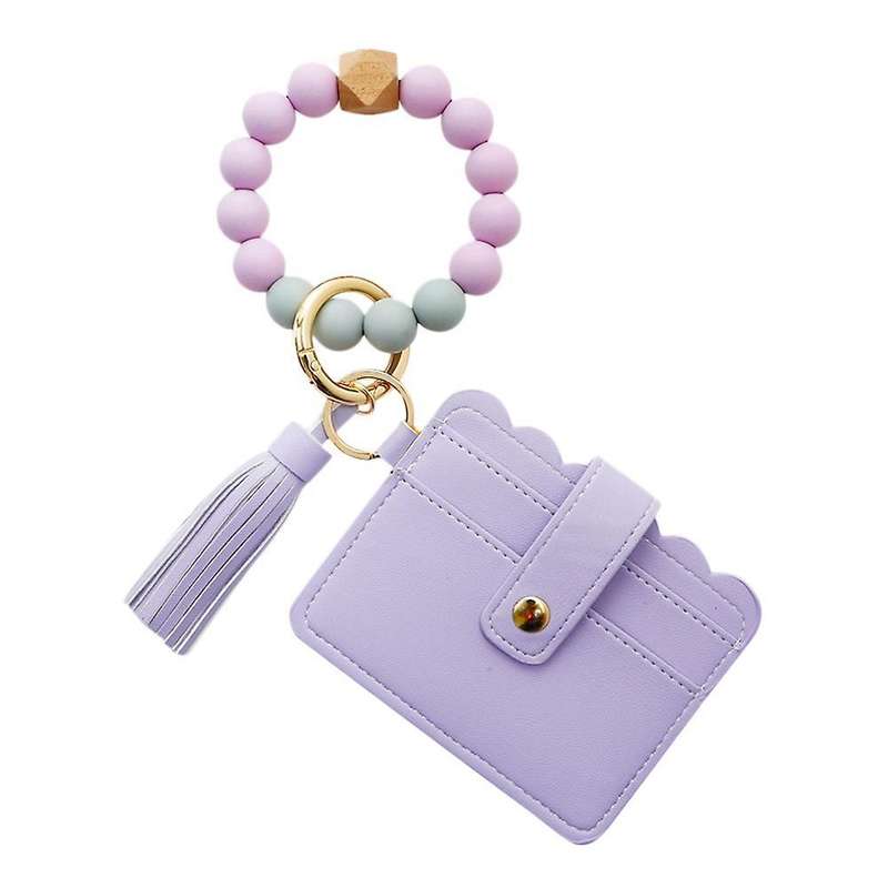 Wristlet Keychain Bracelet Silicone Tassel Keychain for Women E