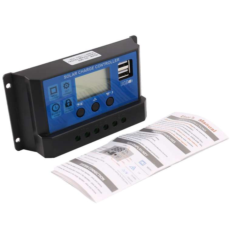20a 12v 24v Auto Work Pwm Solar Charge Controller with Lcd Dual Usb