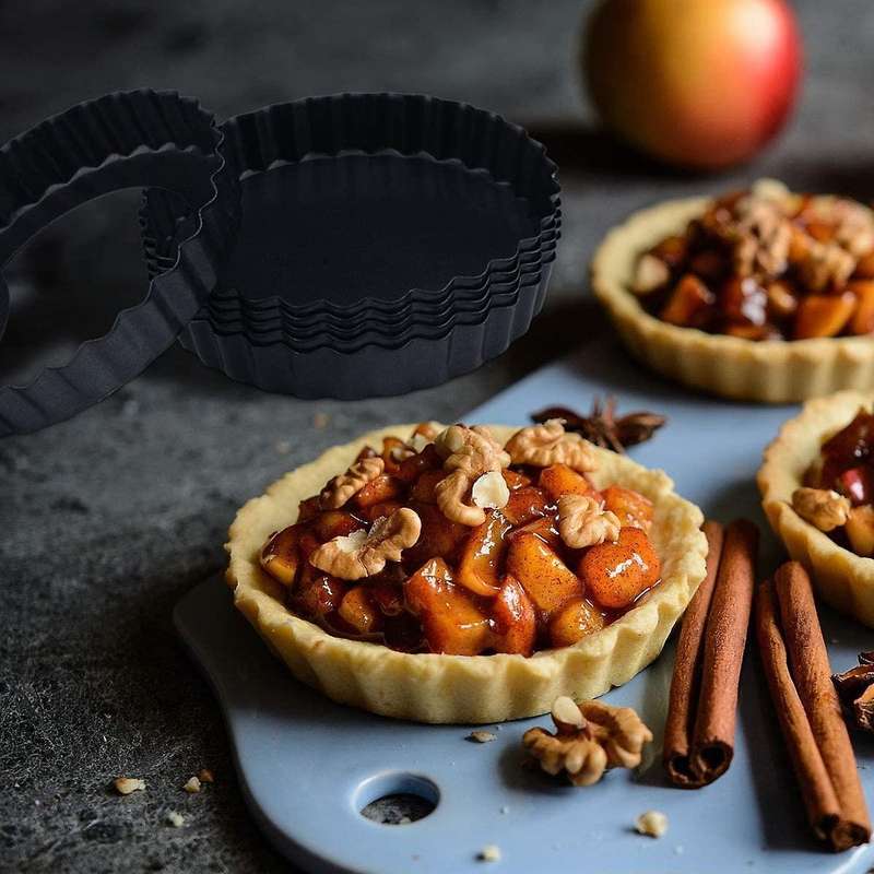 Tart Pan Set Of 6,small Non-stick 4-inch Quiche Pan Removable Bottom