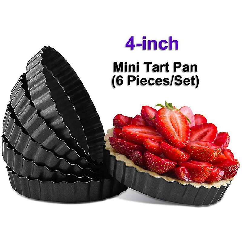 Tart Pan Set Of 6,small Non-stick 4-inch Quiche Pan Removable Bottom