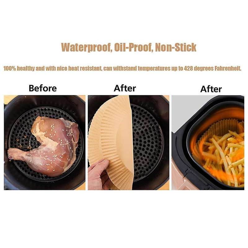 50pcs Air Fryer Parchment Paper Liners Non-stick Disposable(brown)