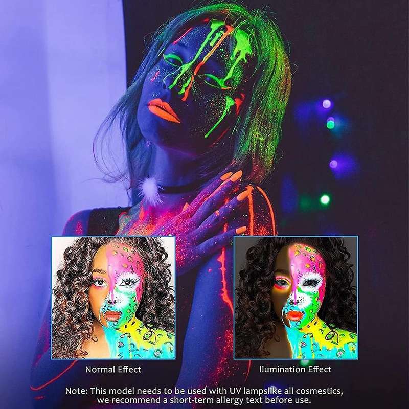 6 Pack Glow In The Dark Face Body Paint Glow Sticks Markers Makeup