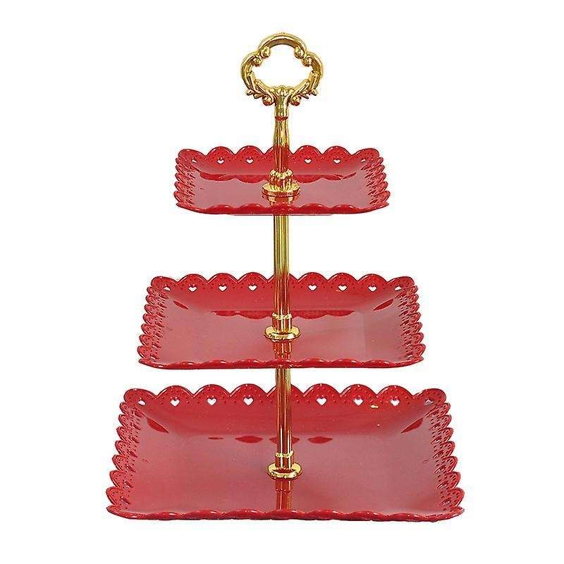 Fruit Tray 3-layer Entrepreneurial Cake Rack Wedding Cake Tray Red