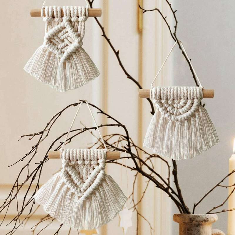 Handwoven Macrame Tapestry with Tassels Living Room Decorations
