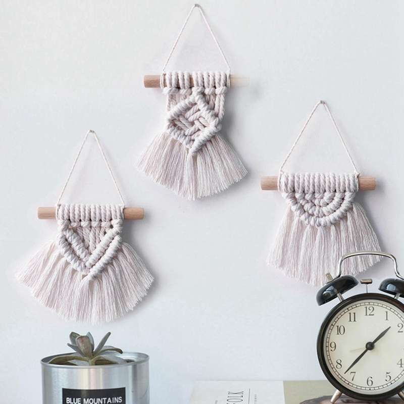 Handwoven Macrame Tapestry with Tassels Living Room Decorations
